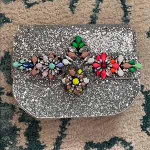 Glitter Clutch with Intricate Jewel Details